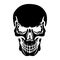 Black skull silhouette, on white background,