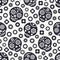 Black skull vector seamless pattern. Day of the dead elements with flowers and skull. Dia de los muertos holiday background