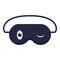 Black sleeping mask icon, cartoon style