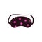 Black sleeping mask with strings and stars, flat vector illustration isolated.