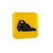 Black Slide playground icon isolated on transparent background. Childrens slide. Yellow square button.