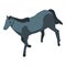 Black small horse icon, isometric style