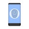 Black smartphone with fingerprint scanning icon for apps with security unlock - vector