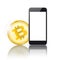 Black Smartphone Golden Bitcoin Mirror Mockup