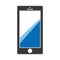 Black Smartphone icon with blue lines on screen mobile phone sign. Black Mobile phone contact call icon vector eps10.