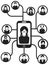 Black smartphone people network background, vector