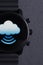 Black smartwatch ., wifi or cloud