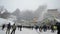 Black smog in the city center, Euro maidan meeting in Kiev, Ukraine,