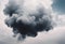 Black smoke billows in a blue sky, AI-generated.