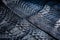 Black snake skin pattern texture. Black reptile. Python leather background.