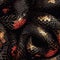 Black snakes.Seamless magical fantasy pattern with snakes and dragons.Scales