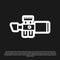 Black Sniper optical sight icon isolated on black background. Sniper scope crosshairs. Vector