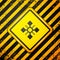 Black Snowflake icon isolated on yellow background. Warning sign. Vector