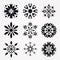 Black Snowflake Icons: Abstracted Floral Forms For Graphic Design