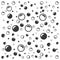 black soap bubbles on a white background. cute wallpaper.