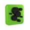 Black Soap water bubbles icon isolated on transparent background. Green square button.