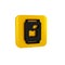 Black Soda can icon isolated on transparent background. Yellow square button.