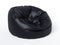 Black soft leather beanbag