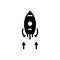 Black solid icon for Above, aloft and astronaut