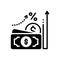 Black solid icon for Accrual, currency and wage