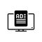Black solid icon for Ad Media, application and ad online