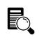 Black solid icon for Analyze, document and examine