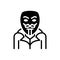 Black solid icon for Anonymous, unnamed and criminal
