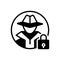 Black solid icon for Anti theft, protection and hacker