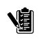 Black solid icon for Assessed, check and clipboard