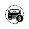 Black solid icon for Auto-save, money and insurance