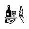 Black solid icon for Avoid, avert and alcohol
