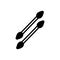 Black solid icon for Baby Q Tips, cotton swabs and medical