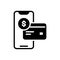 Black solid icon for Balance check, checkbook and cheque