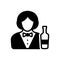 Black solid icon for Bartender, female and serving