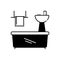 Black solid icon for Bathroom appliances, plumbing and towel