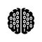 Black solid icon for Binary Mind, processor and brain