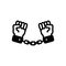 Black solid icon for Bind, handcuffs and fetters