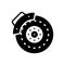 Black solid icon for Brakes, pad and disk