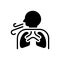 Black solid icon for Breathe, inhale and take breath