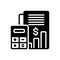 Black solid icon for Budget Accounting, bank and money