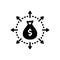 Black solid icon for Budget Spending, wage and wealth