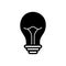 Black solid icon for Bulb, light and lamp