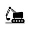 Black solid icon for Bulldozer, excavator and road