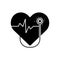 Black solid icon for Cardiology surgery, cardio and heart