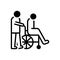 Black solid icon for Caregivers, caretaker and disability