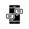 Black solid icon for Chat, conversation and gossip