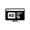 Black solid icon for Click Ad, computer and mouse