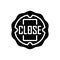 Black solid icon for Close, sign and store