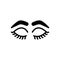 Black solid icon for Closed Eyes With Lashes And Brows, glamour and makeup