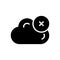 Black solid icon for Cloud delete, computing and database